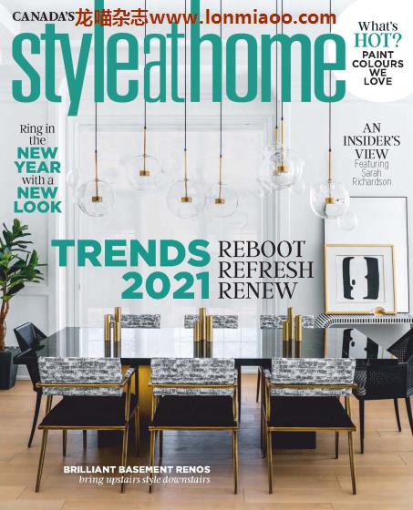 [加拿大版]Style at Home 家庭室内装饰与生活杂志 2021年1-2月刊